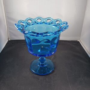 Vintage Viking Blue Glass Pedestal Candy Dish No Lid